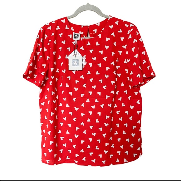 NWT ANNE KLINE SHORT SLEEVES BLOUSE MEDIUM - Picture 3 of 8